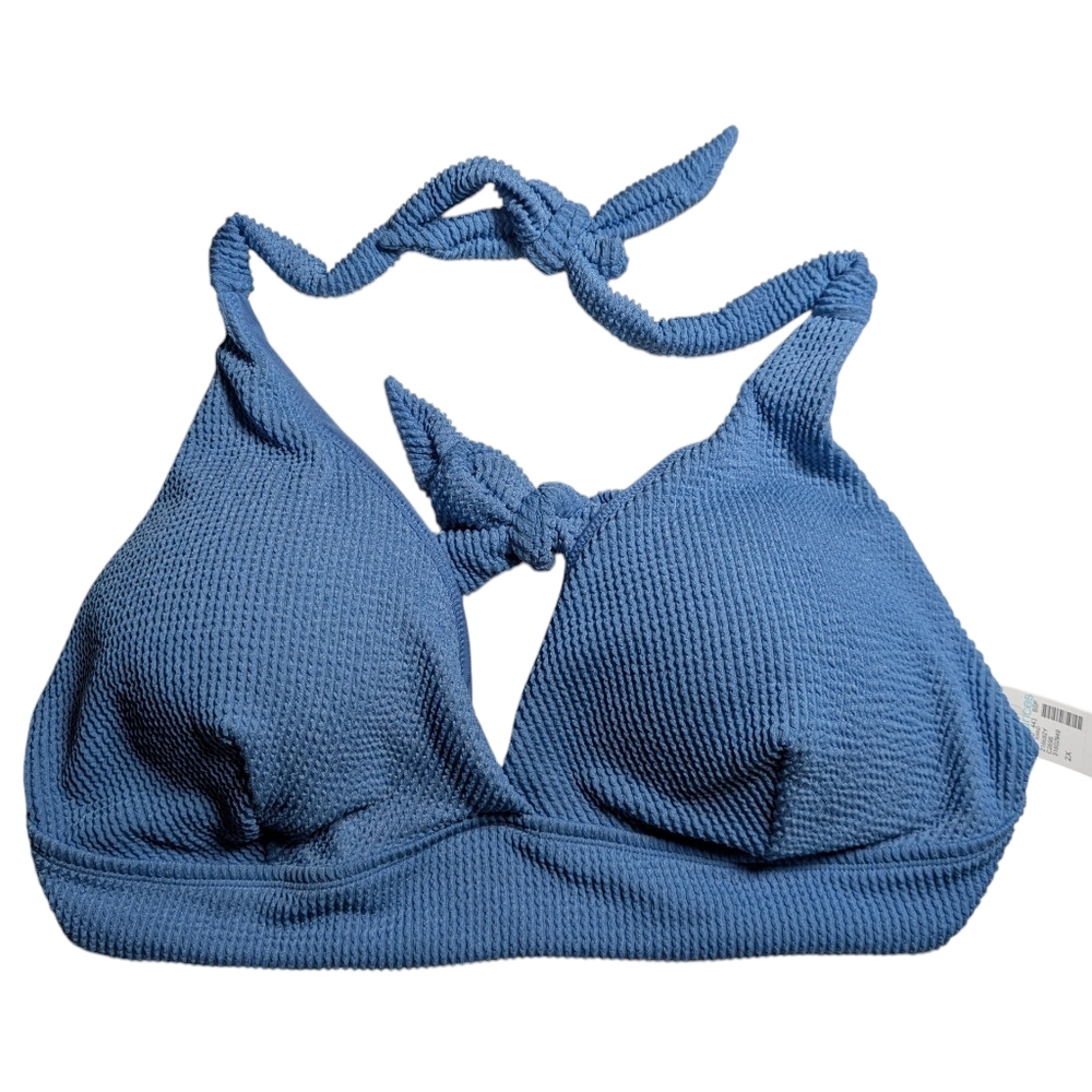 Maurices Blue Textured Adjustable Tie Bikini Top NWT 2X